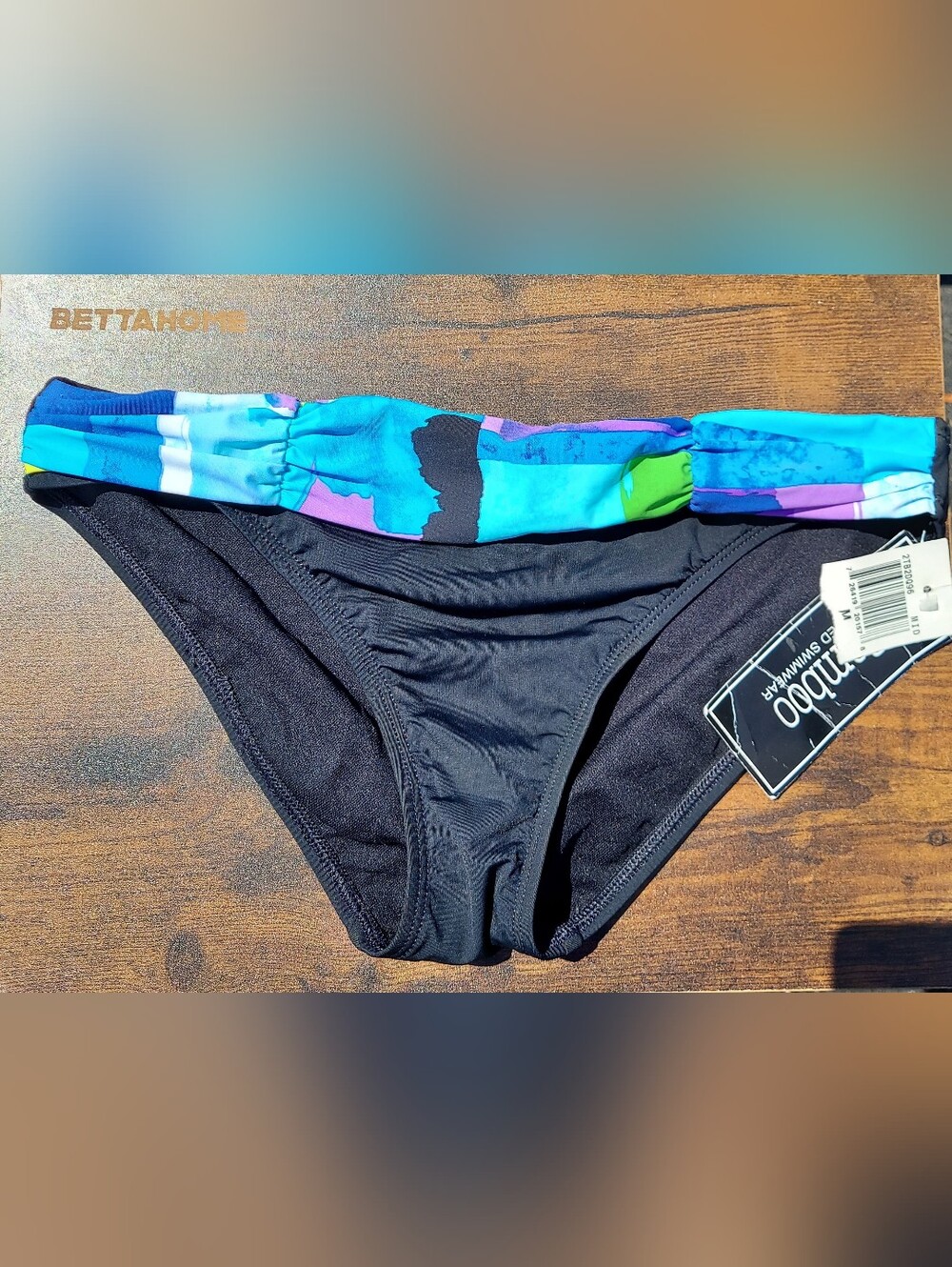 2bamboo Black/Multi-Colorful Bikini Bottom Womens Medium NWT Summer Y2K Retro